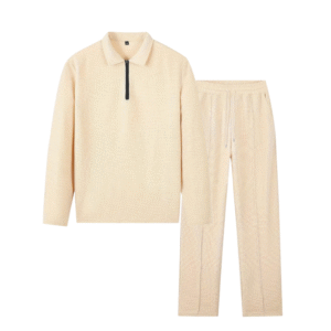 Waffle Long Sleeve Lapel Two-Piece