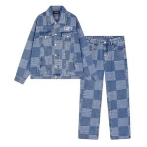 Blue Plaid Denim Two-Piece